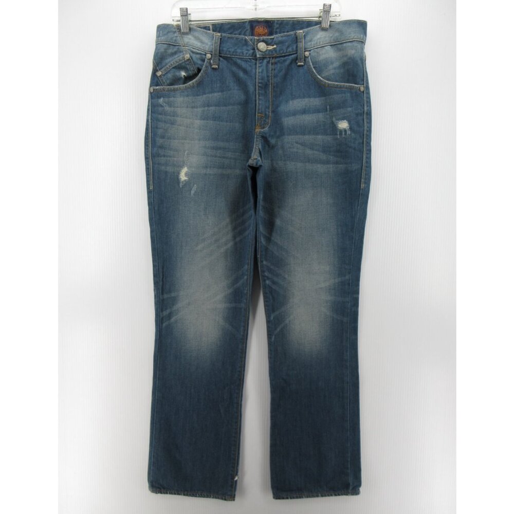 Rock & Republic Jeans 34X32 Neil Straight Embroidered Distressed Denim